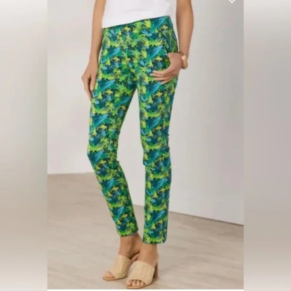 Soft Surroundings Superla Green and Yellow Tropical Pants